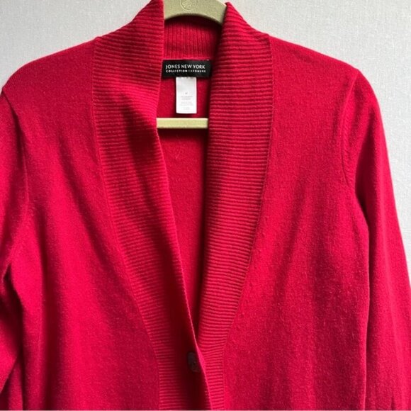 Jones New York Collection red cashmere sweaters cardigan Sz M - Picture 4 of 11